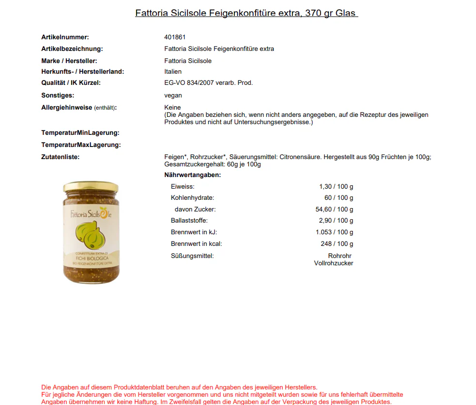 Fattoria Sicilsole, Feigenkonfitüre extra - Image 2