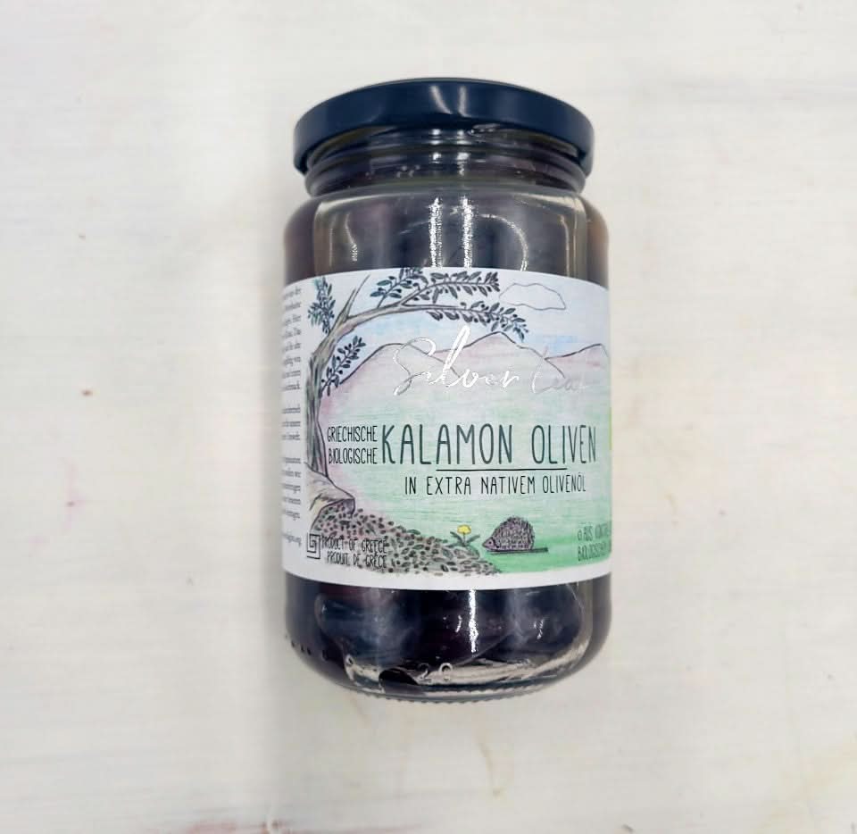 Silver Leaf - Bio Kalamon Oliven in nativem Olivenöl - mit Stein